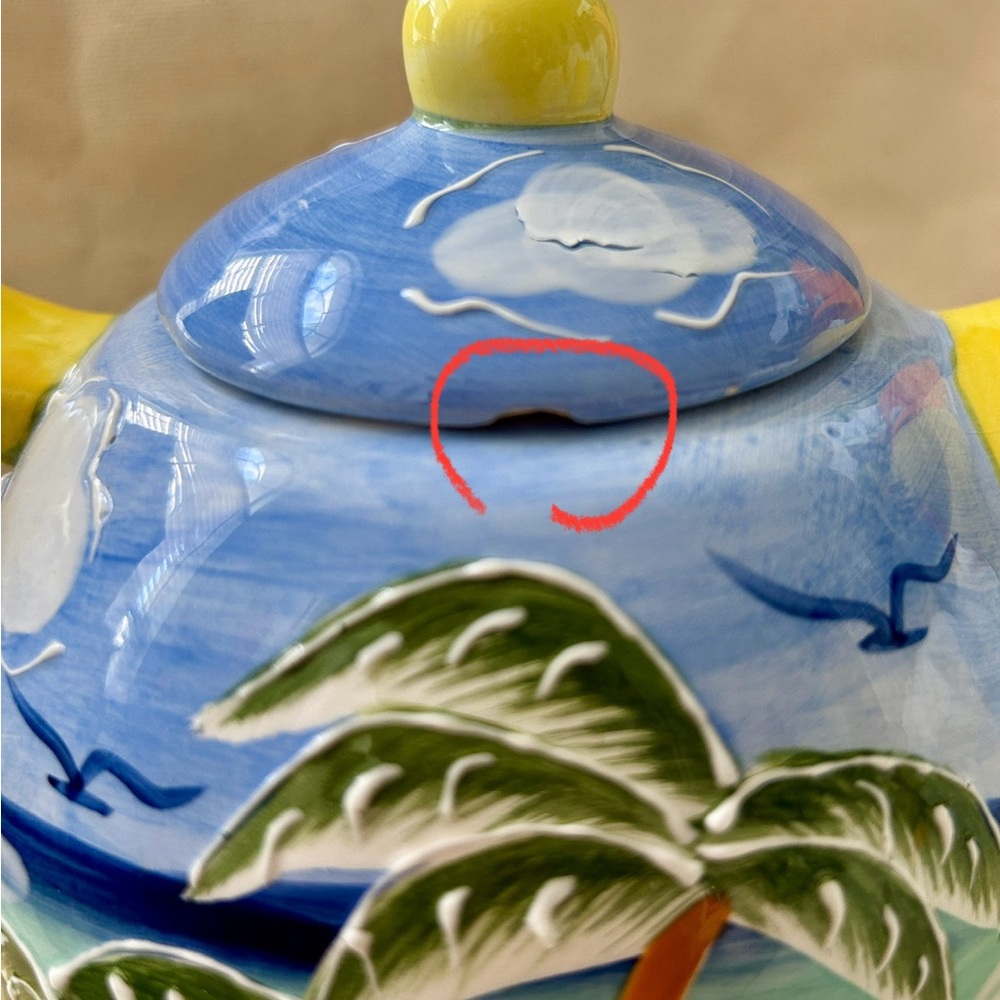 Tropical Beach Scene Hand-painted Ceramic Tea-for-One Set - Picture 5 of 5